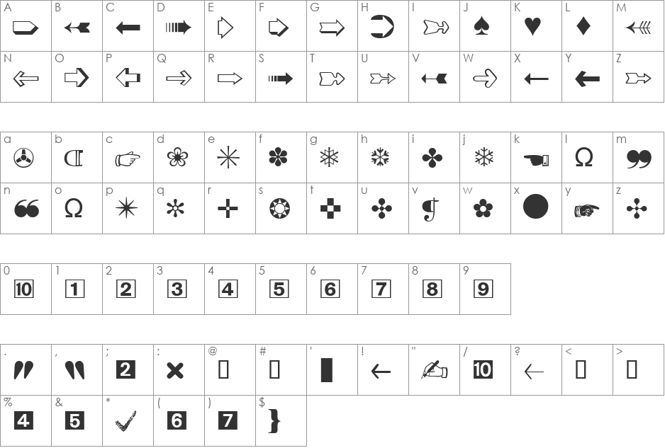 DataSymDDB font character map preview