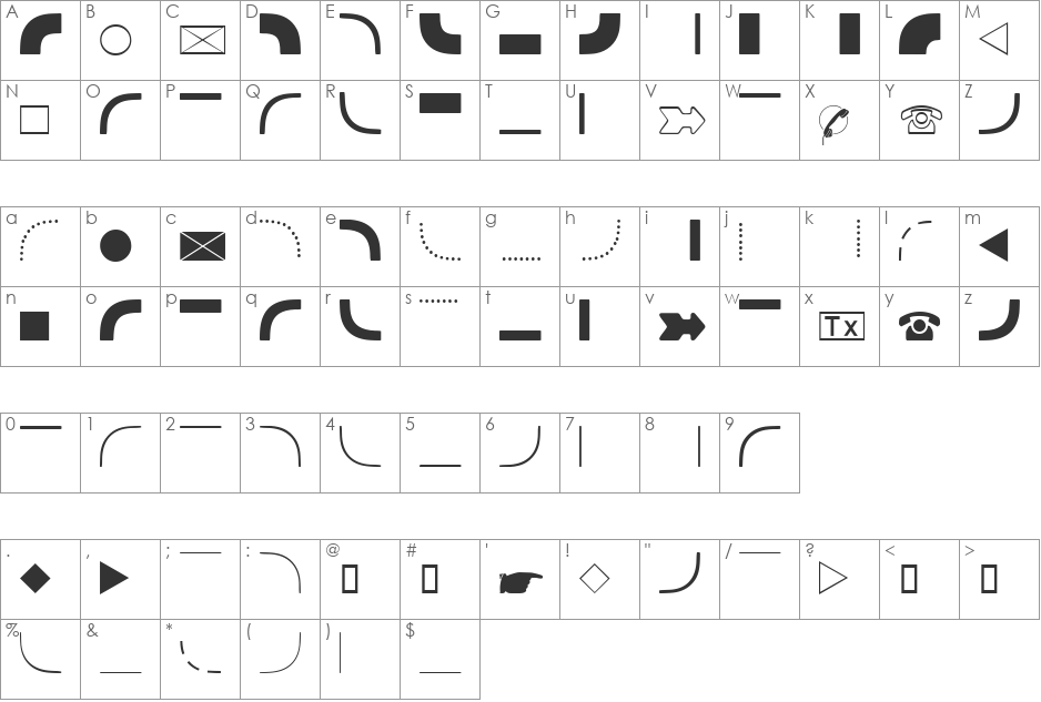 DataSymGDB font character map preview