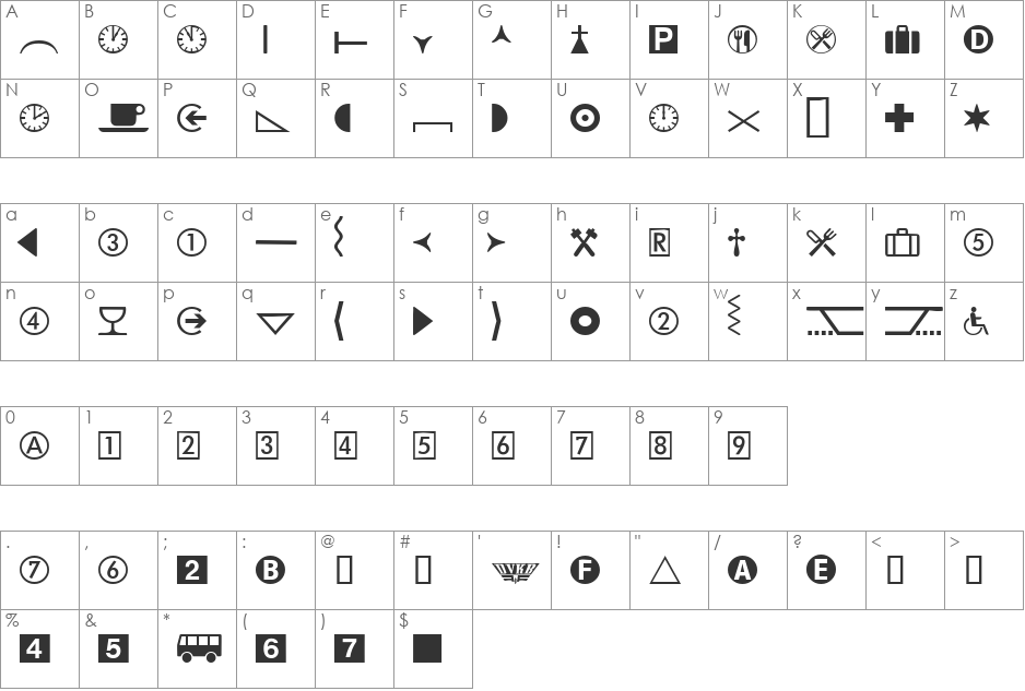 DataSymHDB font character map preview