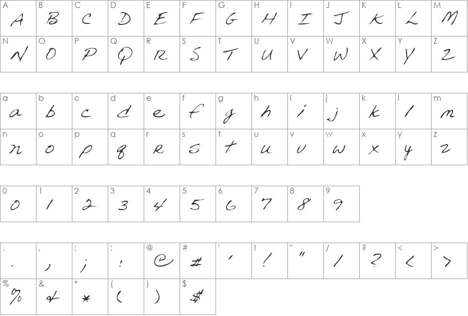 Dave font character map preview