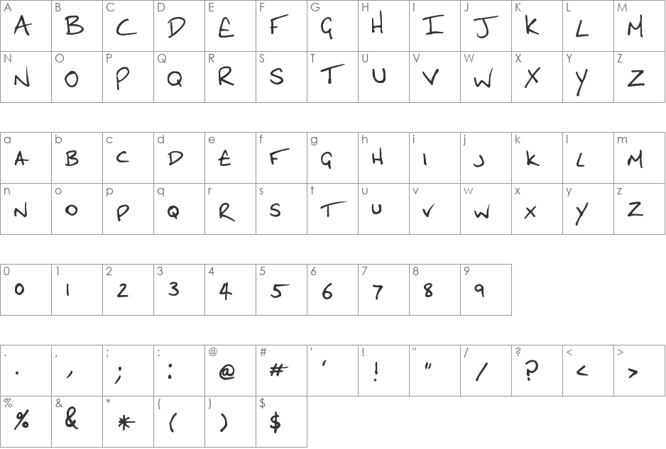 Dave the Eagle font character map preview