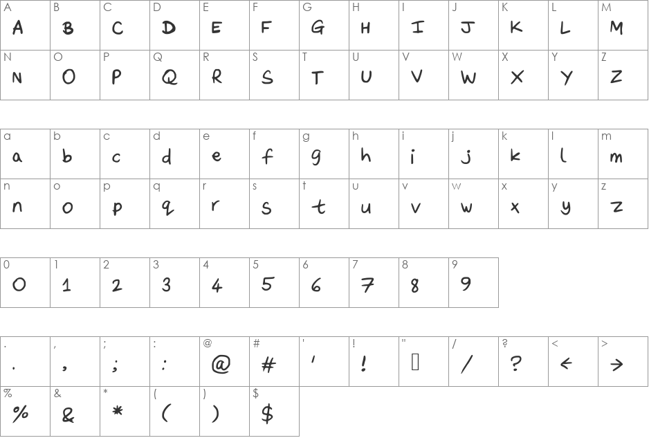 DaveysDoodleface font character map preview