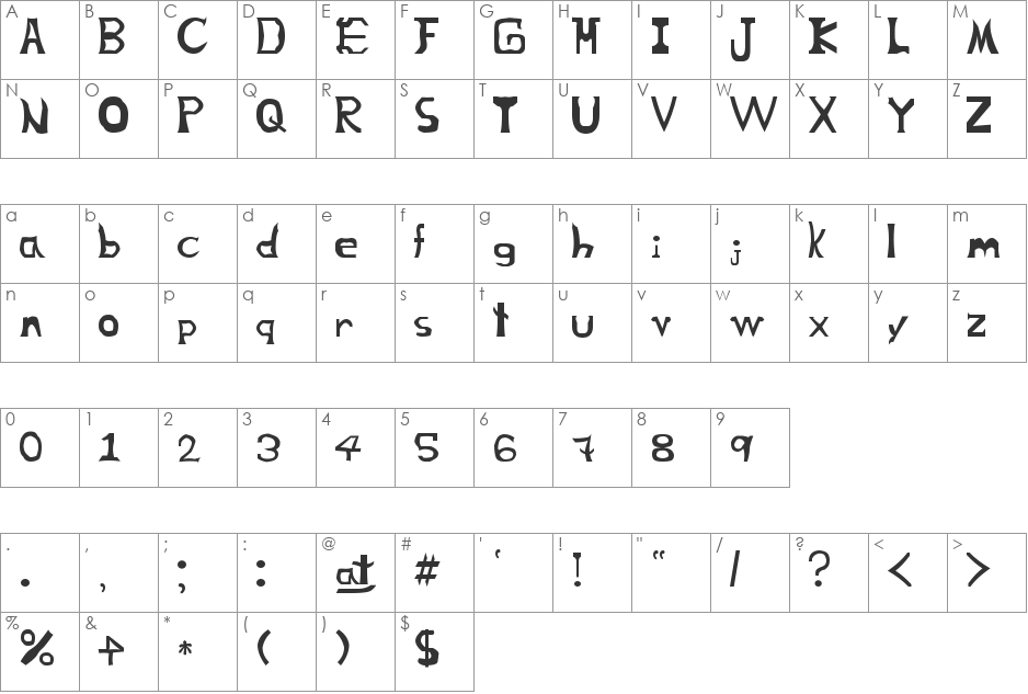 David's Hand font character map preview