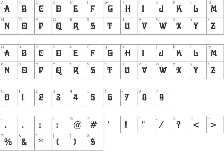 DavidaC font character map preview