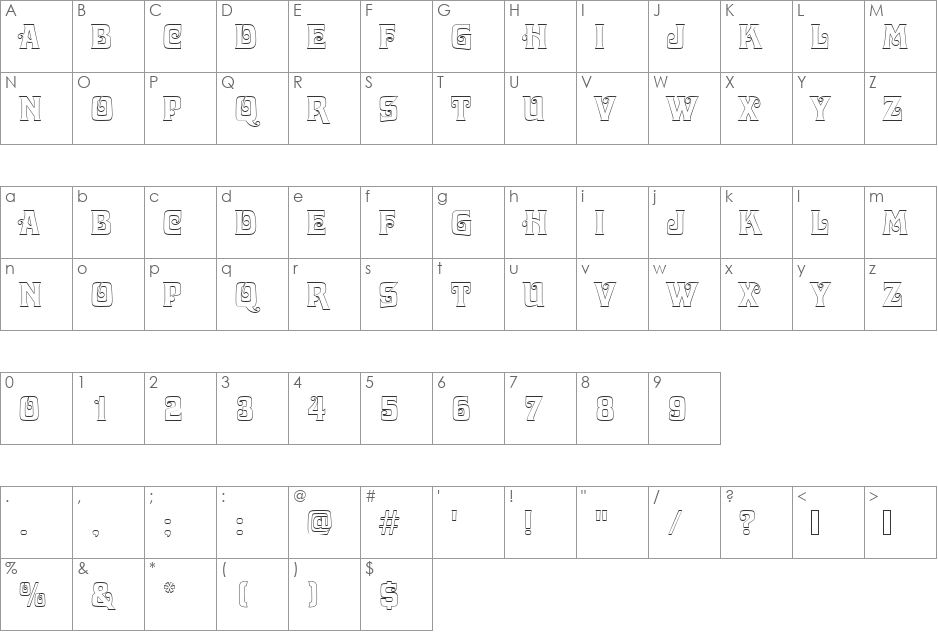 DavidaDOu1 font character map preview