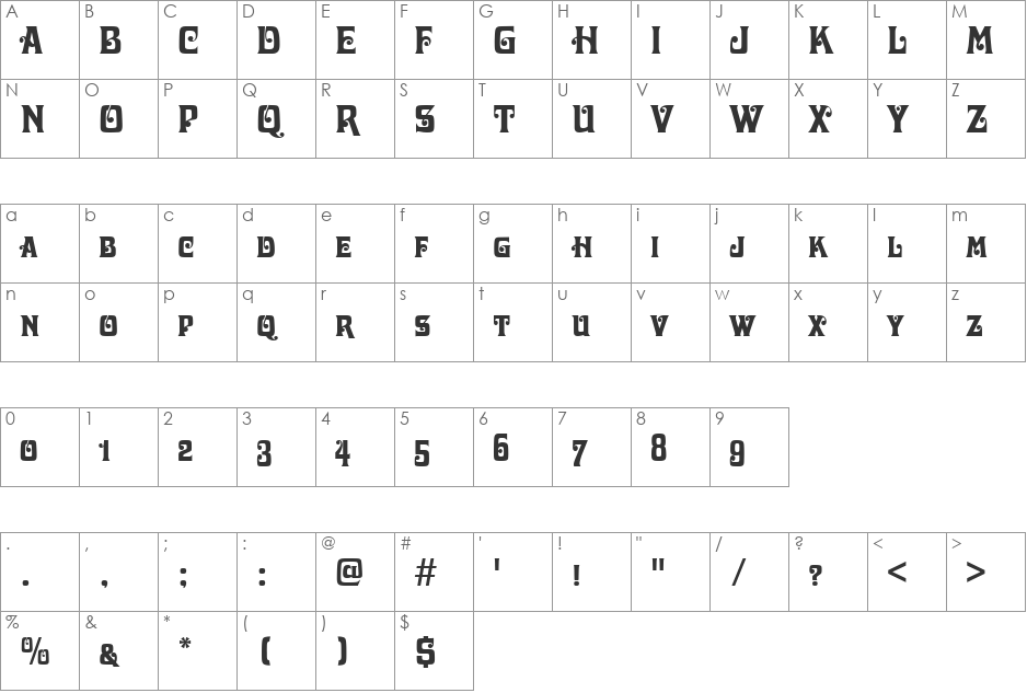 DavidaSCD font character map preview