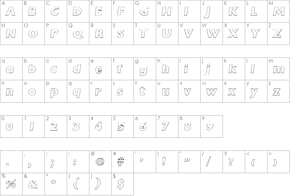 DavidBeckerOutline-ExtraBold font character map preview