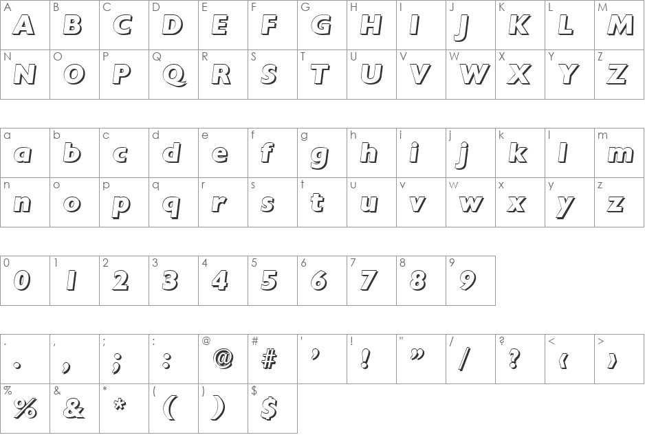 DavidBeckerShadow-ExtraBold font character map preview