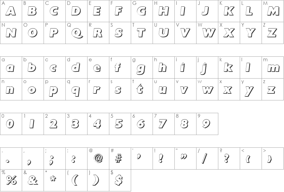 DavidBeckerShadow-Heavy font character map preview