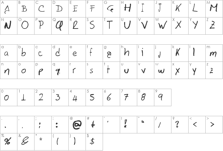 Davidcito font character map preview