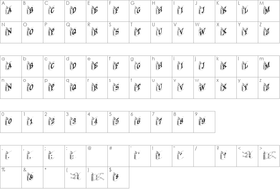 Davys-Ribbons font character map preview