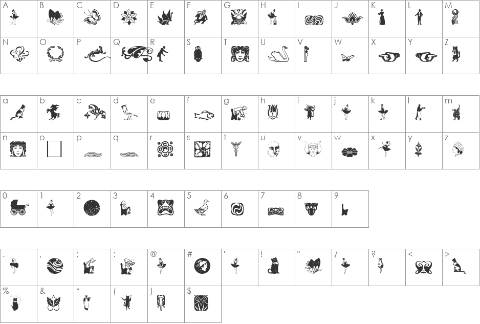 DavysDingbats2 font character map preview