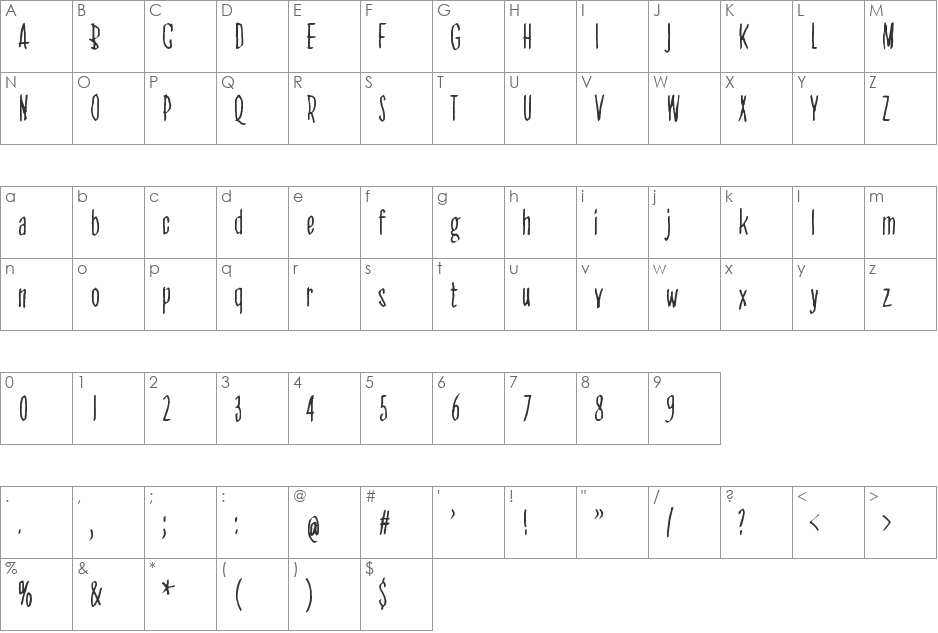 All Seeing Eye font character map preview
