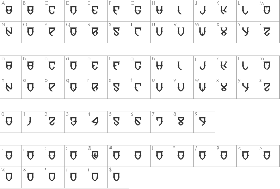 Dawn of Mellido font character map preview