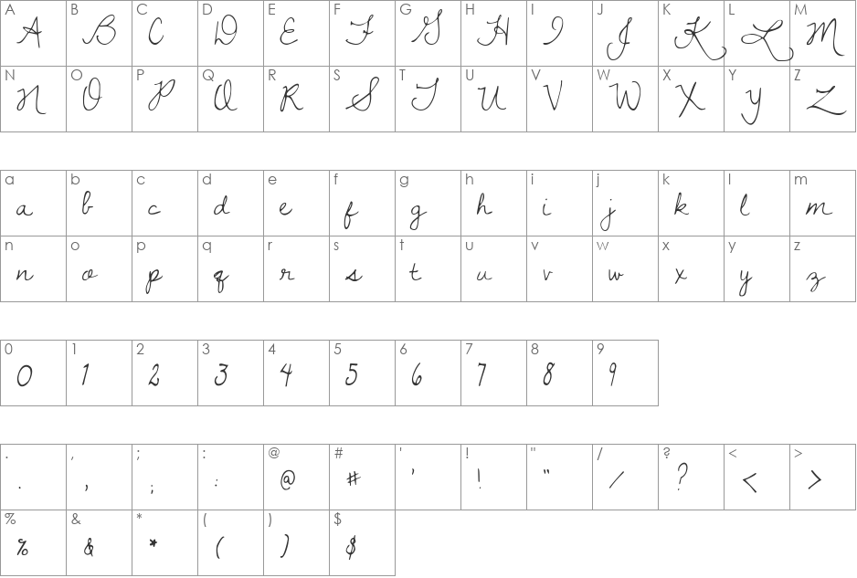 Dawning of a New Day font character map preview