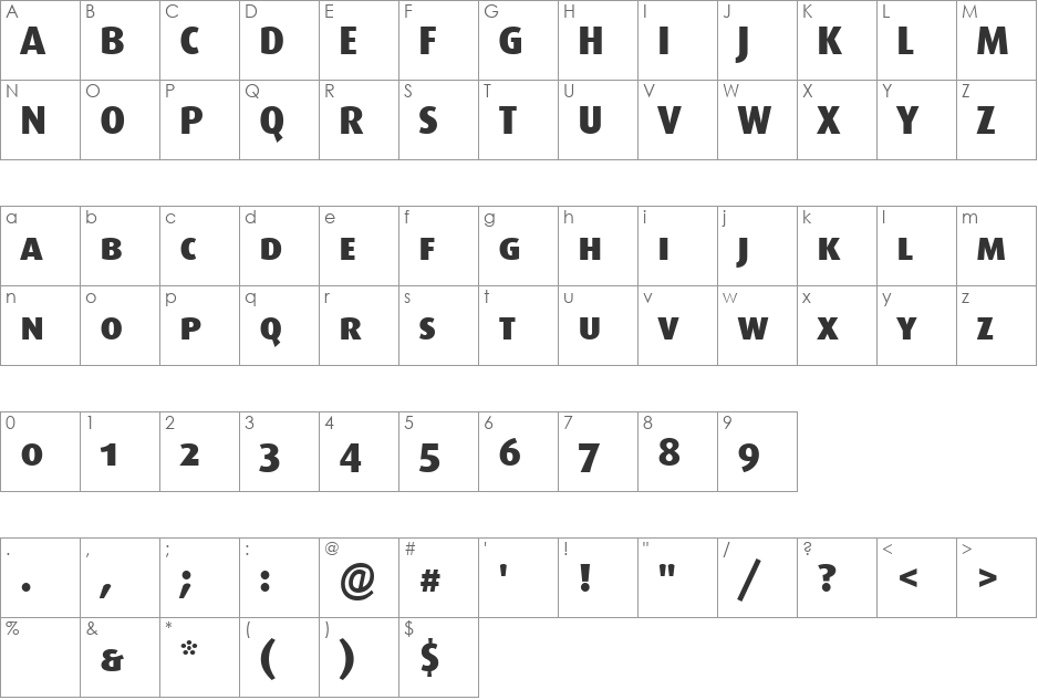 Dax-ExtraBoldCaps font character map preview