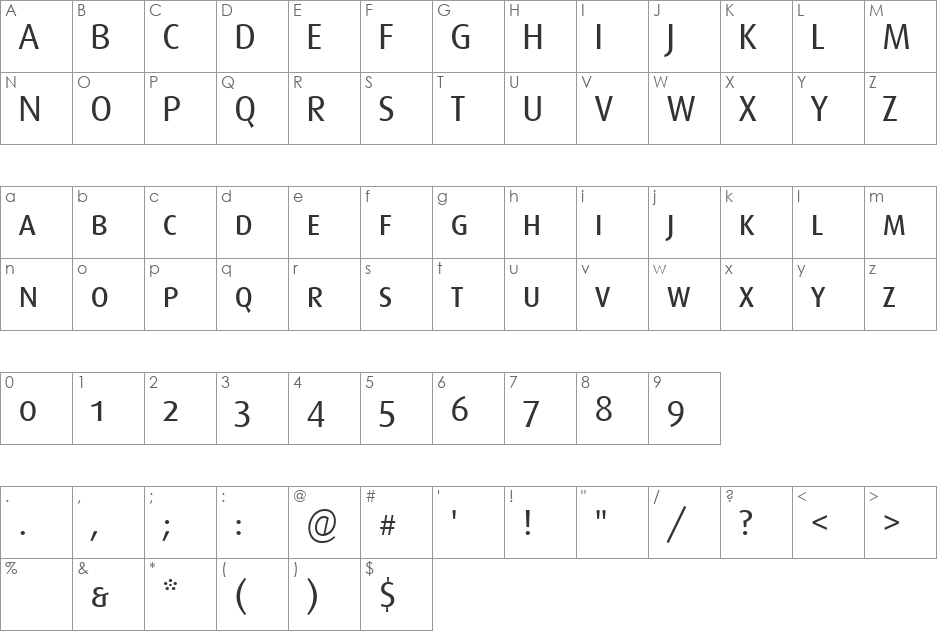 Dax-RegularCaps font character map preview