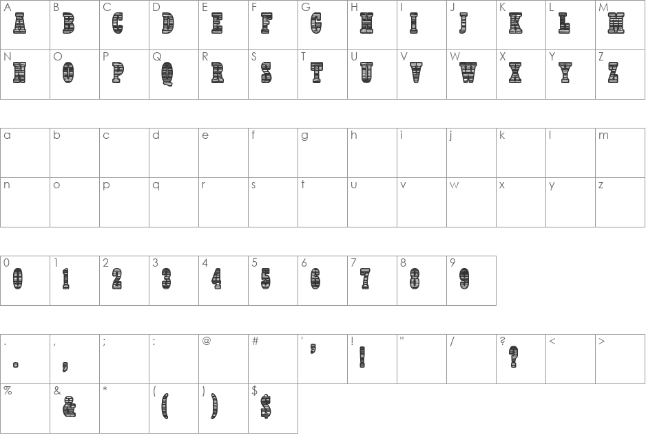 All The Mad Men font character map preview