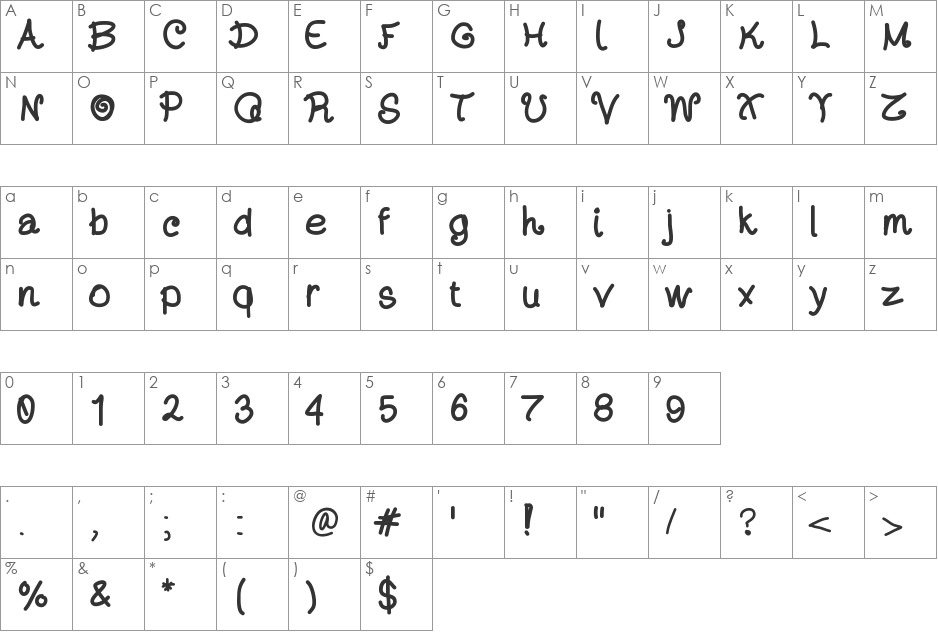 DayansFont font character map preview