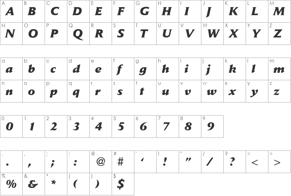 DaylightExtrabold font character map preview