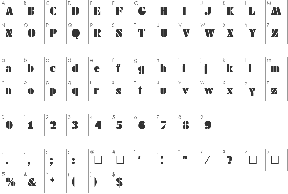 Dayton font character map preview
