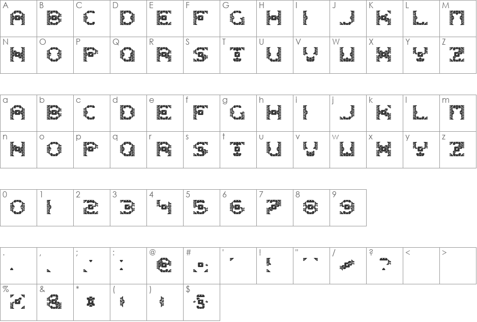 Dazzle Ships font character map preview