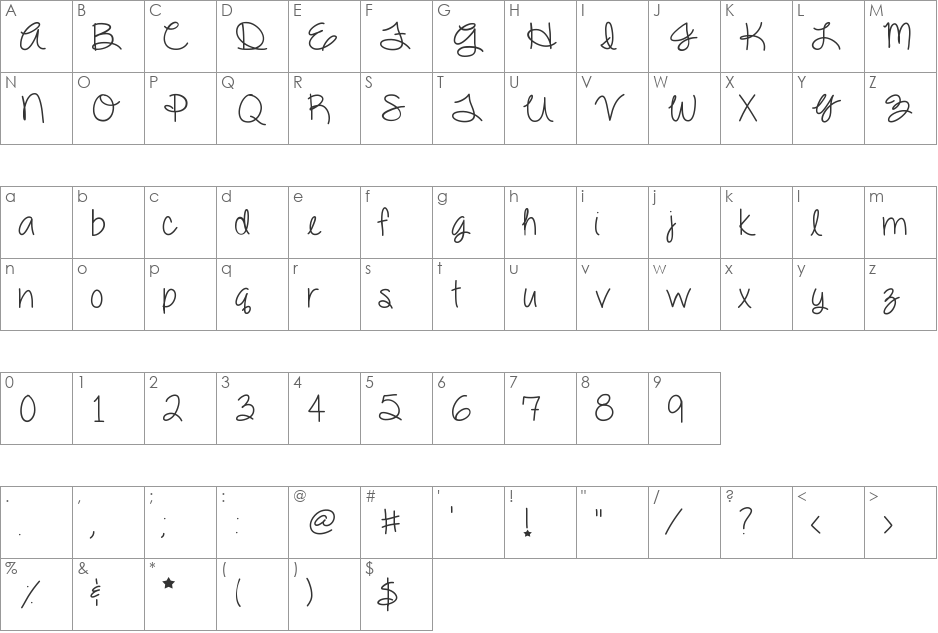 DazzlingDivas font character map preview