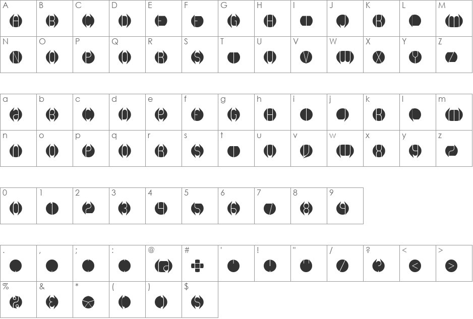 DB Layer 1 BRK font character map preview