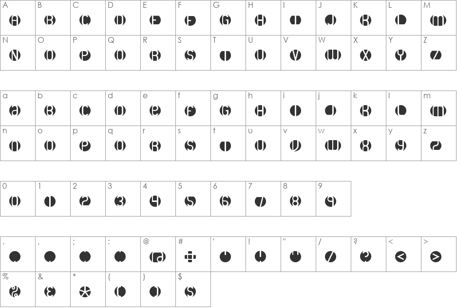 DB Layer 2 BRK font character map preview