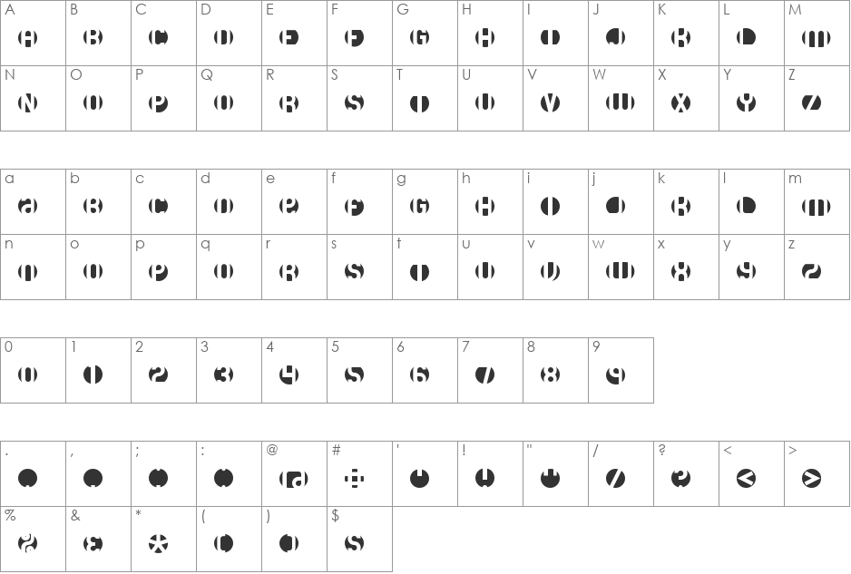 DB Layer 3 BRK font character map preview