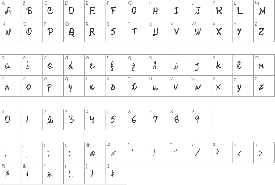 DBE-Vega font character map preview