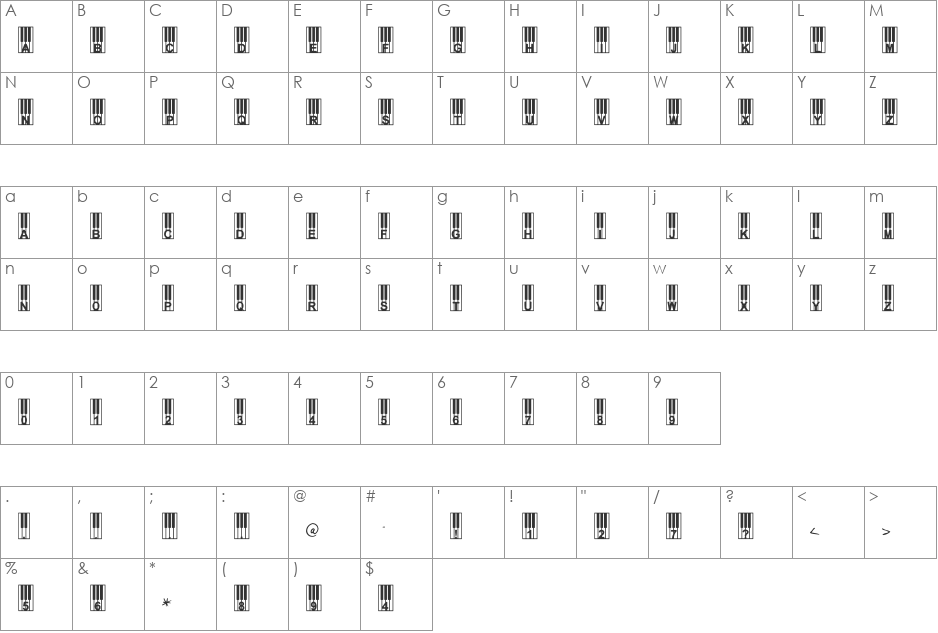 DBGraph07 font character map preview