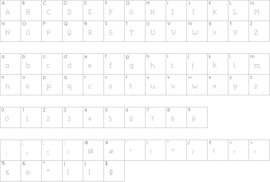 dbpoints font character map preview