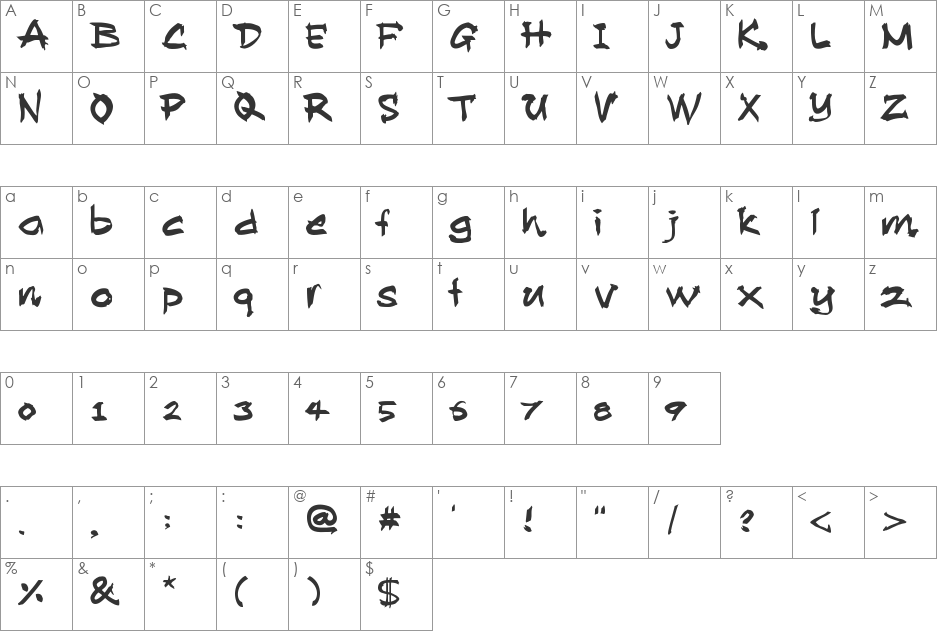 Allan RoosterV.02 font character map preview