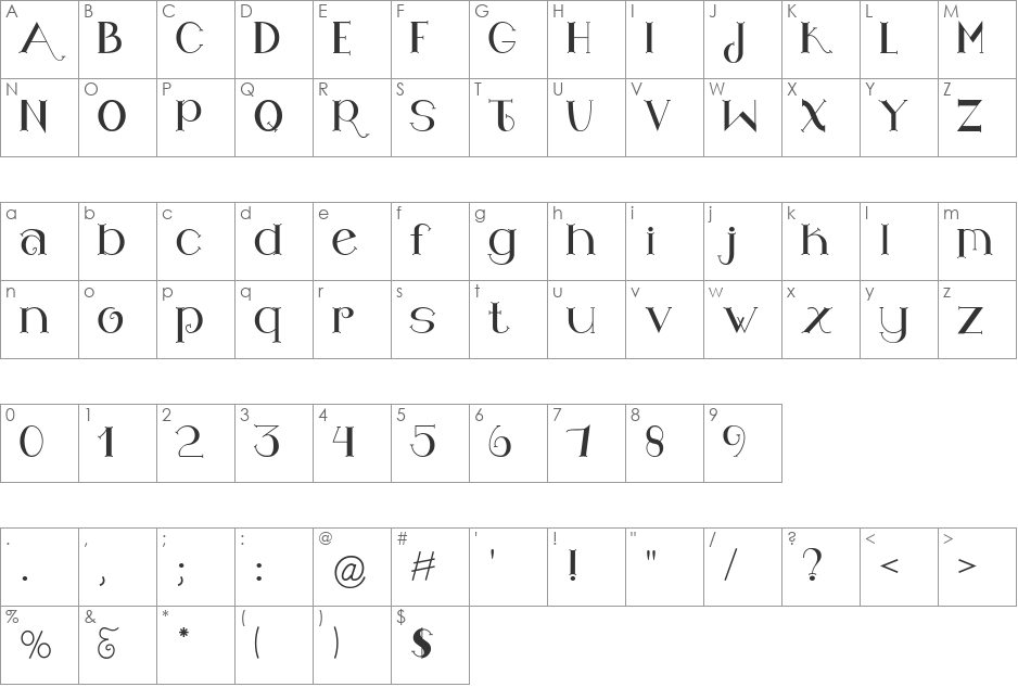 DC Seasons font character map preview