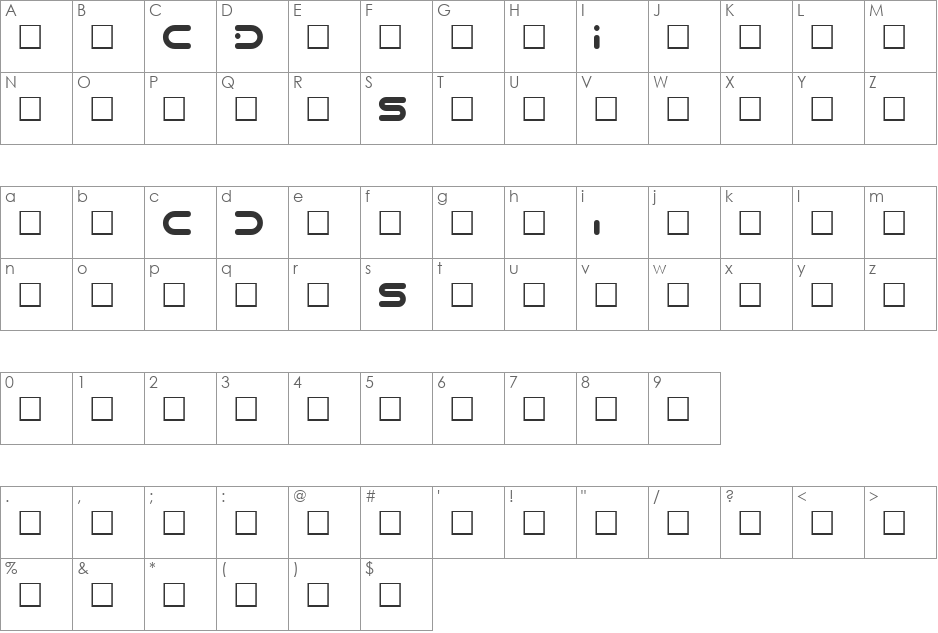 DCSi font character map preview