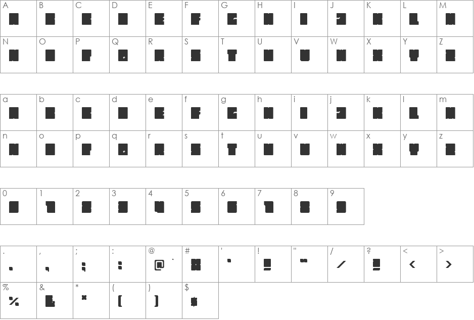 dddelay font character map preview