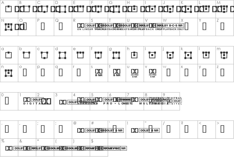 DDLogo font character map preview