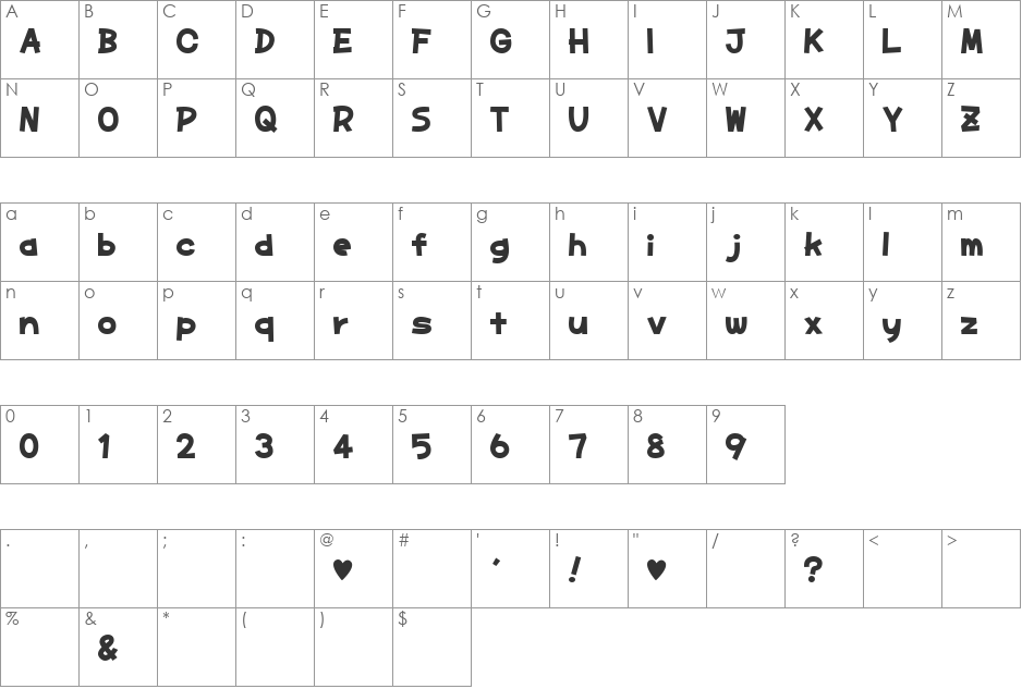 DDwonderful font character map preview