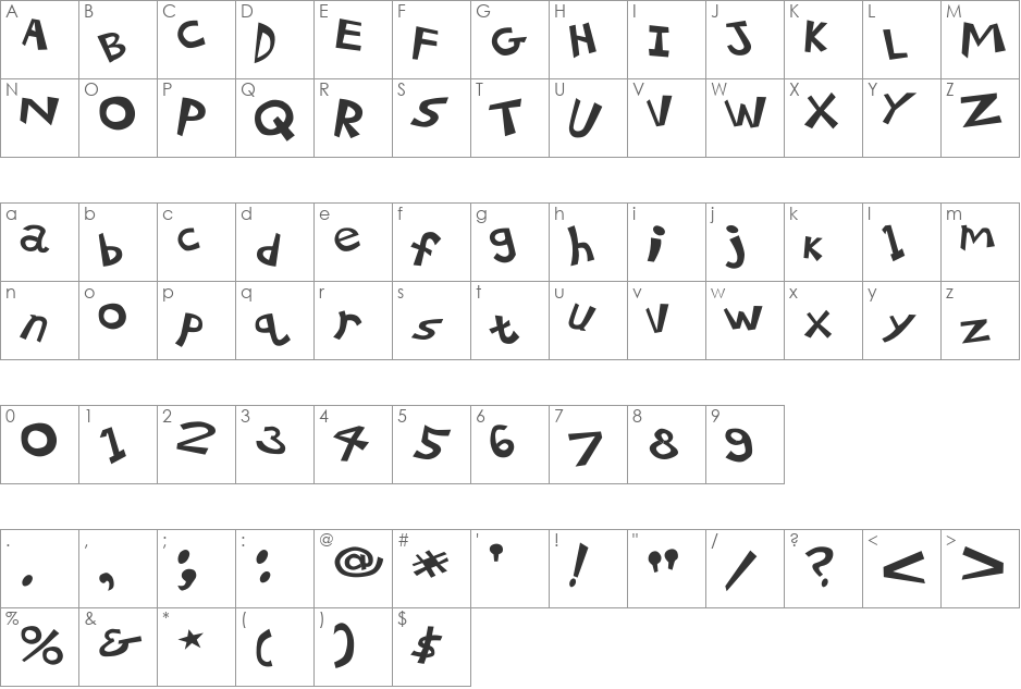 Abadi MT Condensed font character map preview