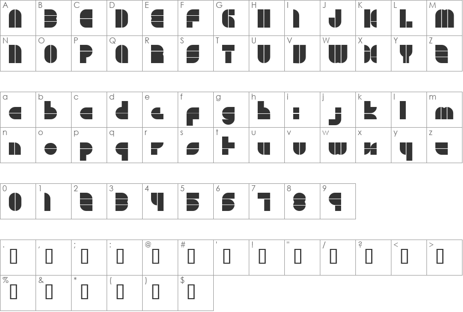 DE STIJL font character map preview
