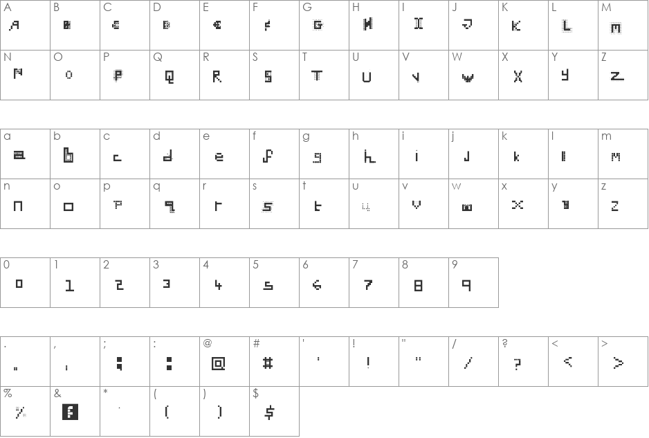 Dead Crunc font character map preview