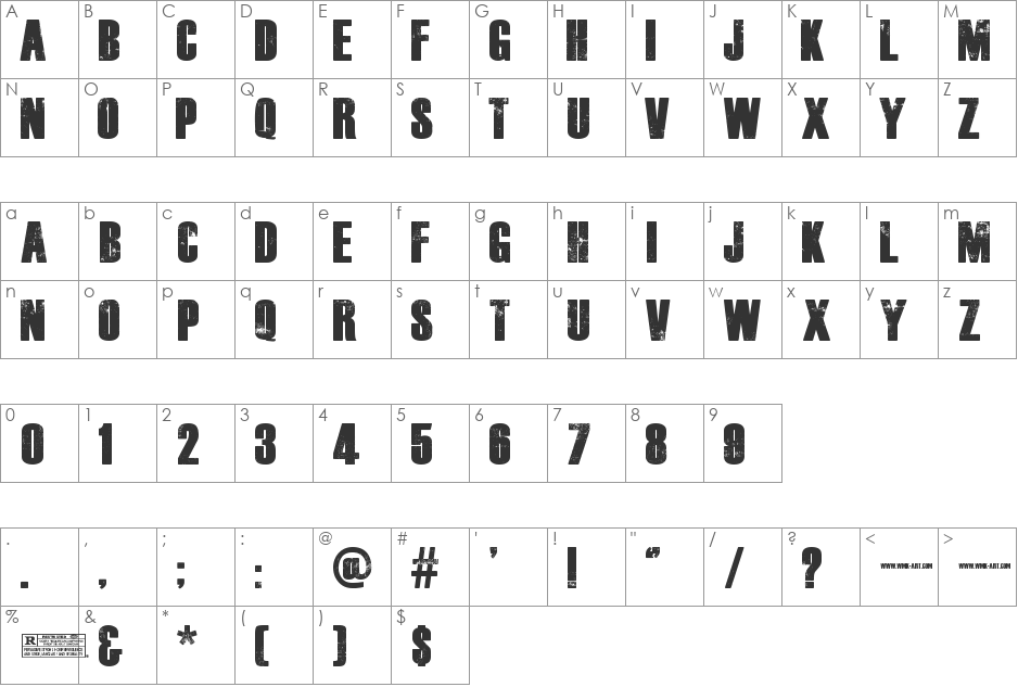 Dead Kansas font character map preview