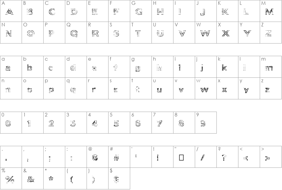 DeadClownsBlack font character map preview