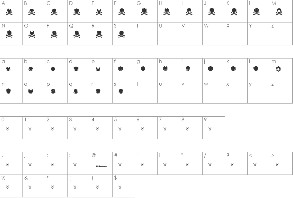 DeadHead font character map preview