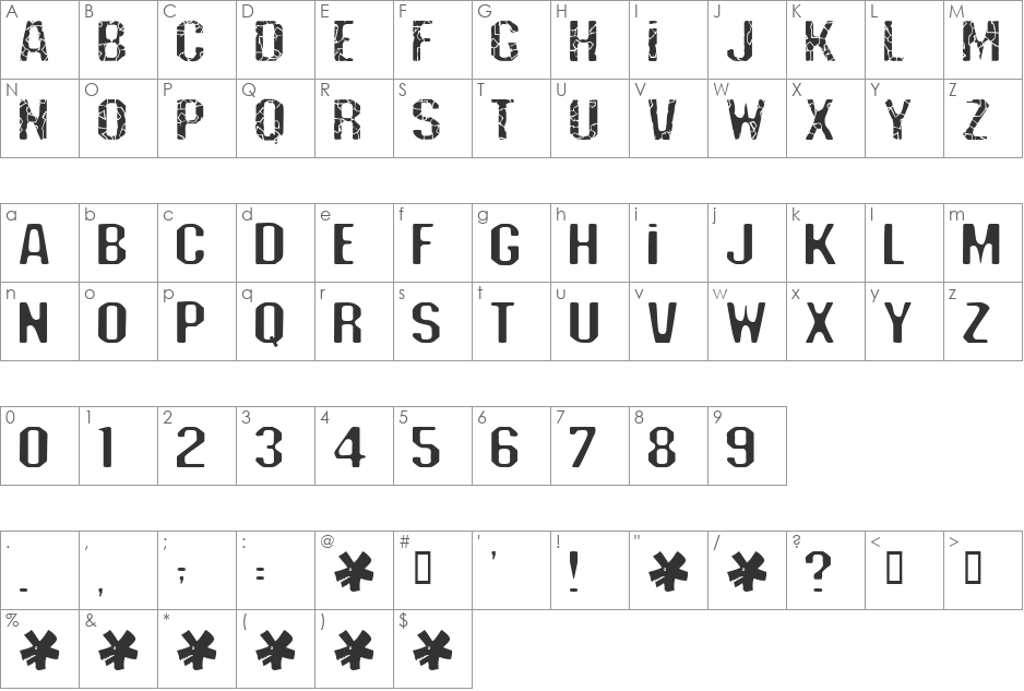 DEADLINE font character map preview