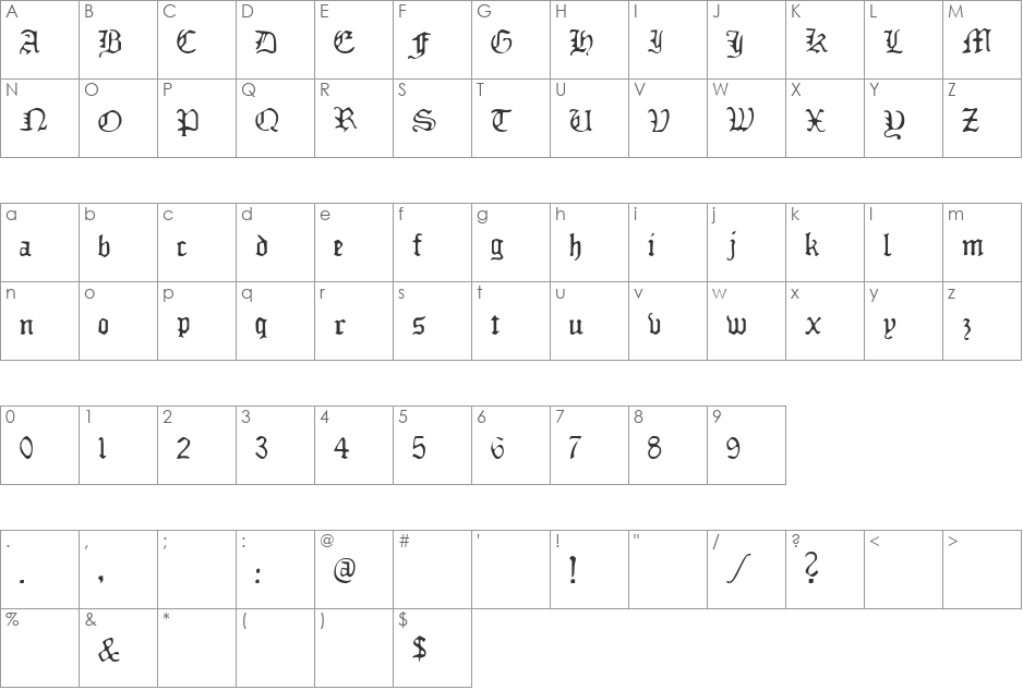 Deadly Breakfast font character map preview