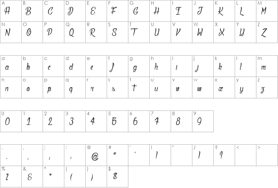 Deadly Inked font character map preview
