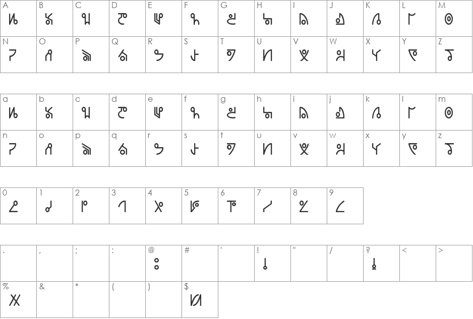 DeadSpace font character map preview