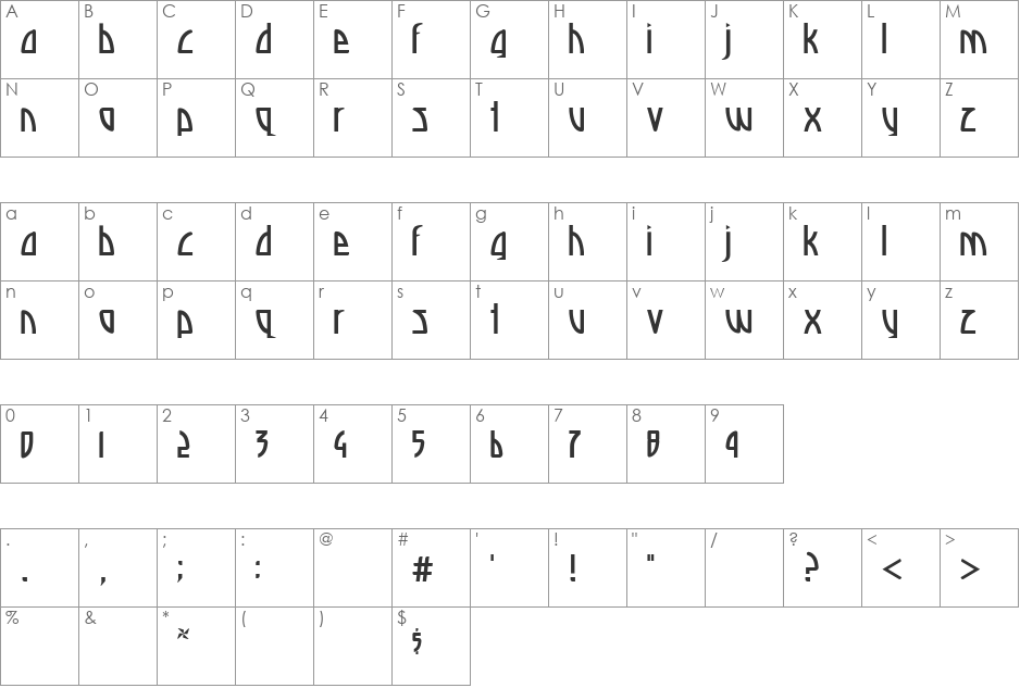 Deadspace DEMO font character map preview